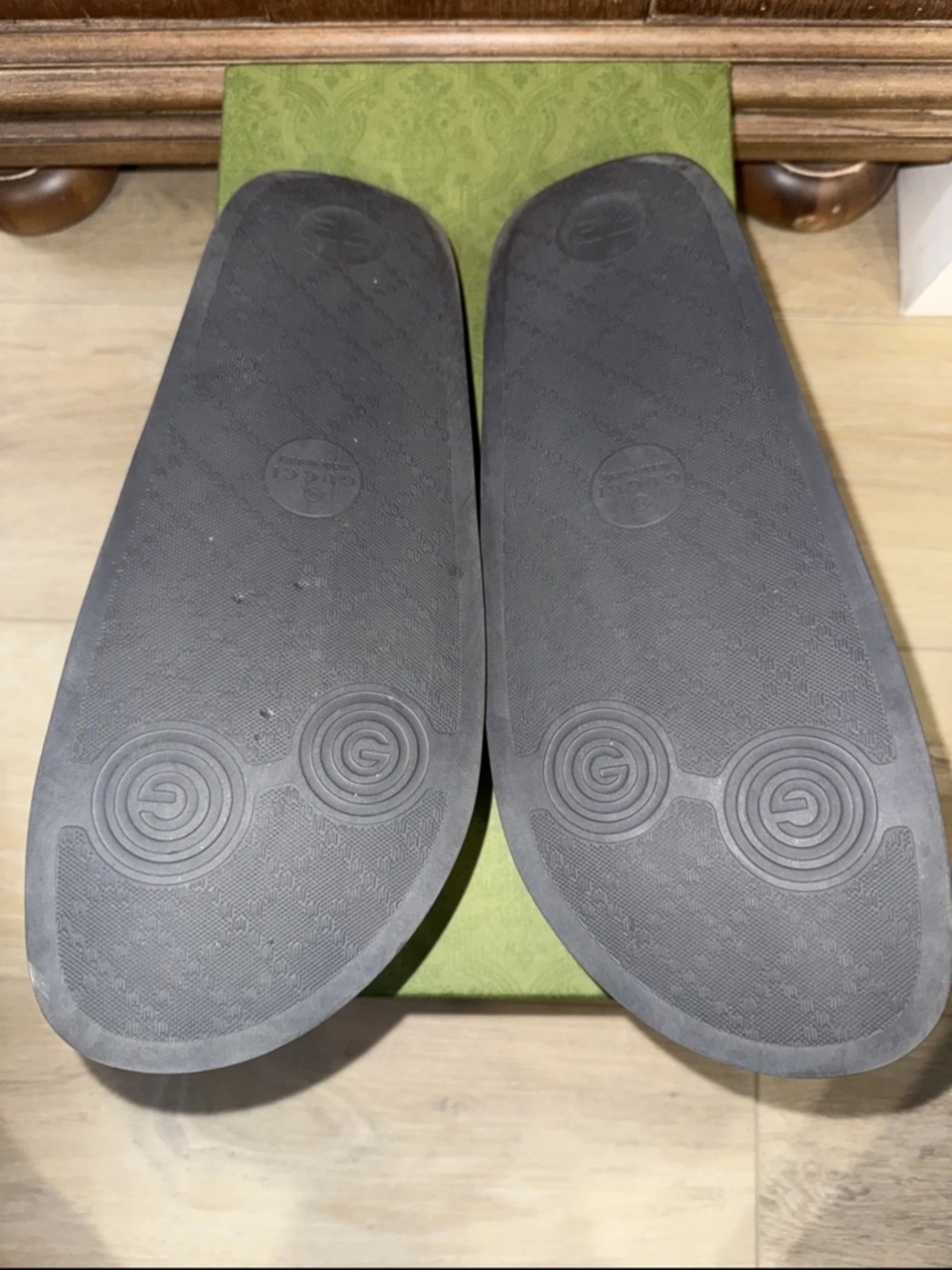 Gucci Men Gray and Black GG Monogram Slide Sandals - Picture 3 of 6